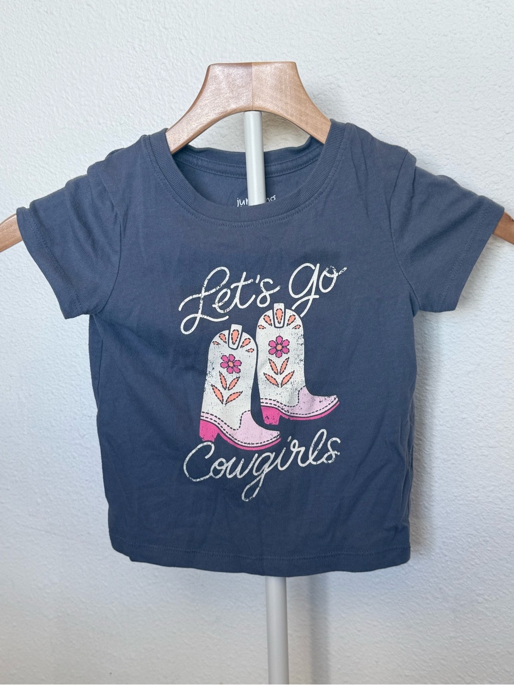 Jumping Beans Girls 4T Gray Short Sleeve Crew Neck Cowgirl Graphic T-Shirt